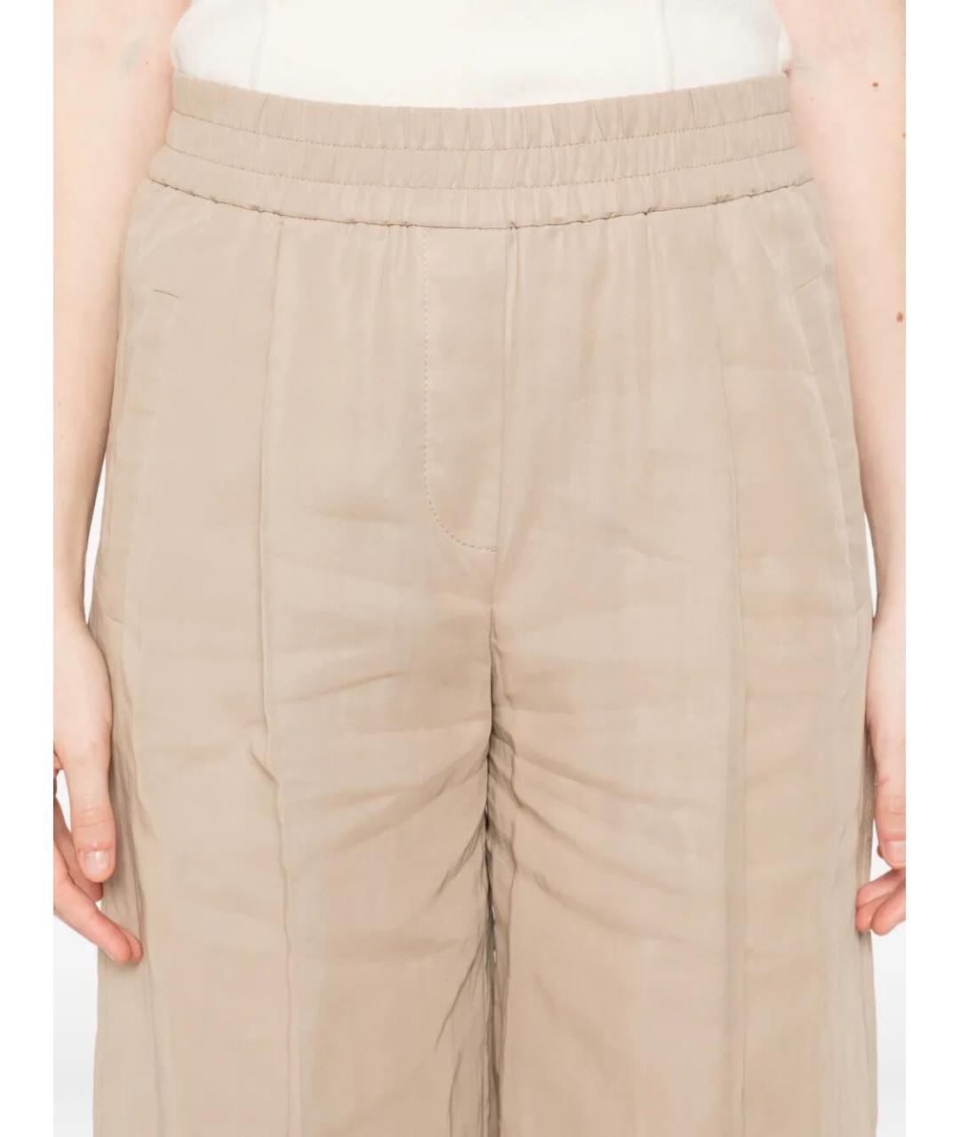 BRUNELLO CUCINELLI Бежевые хлопковые брюки широкие, фото 3