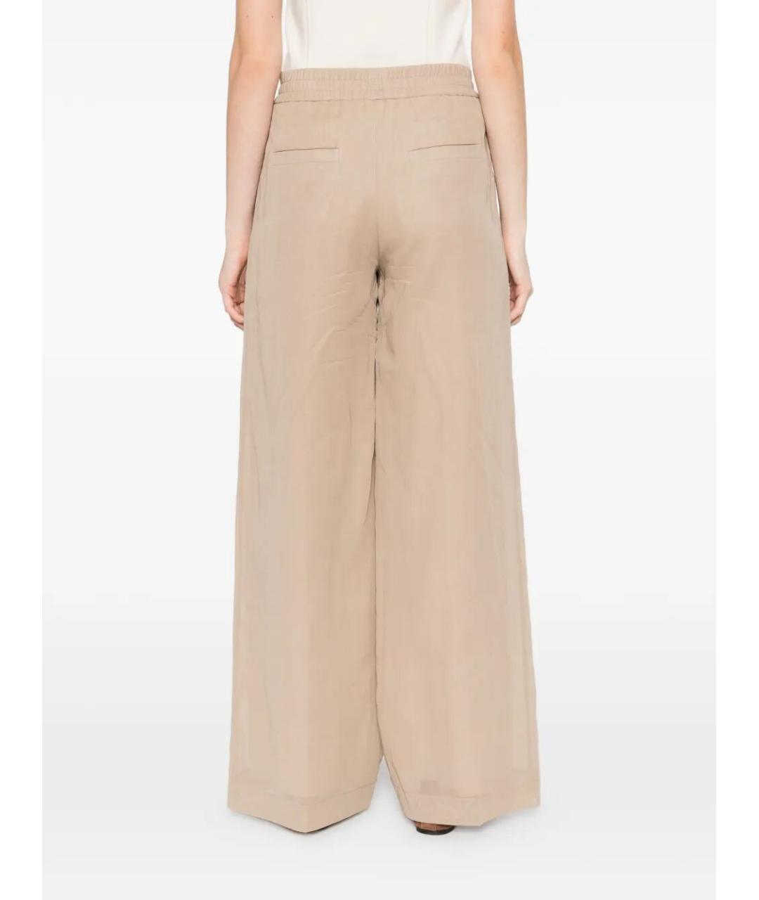 BRUNELLO CUCINELLI Бежевые хлопковые брюки широкие, фото 4