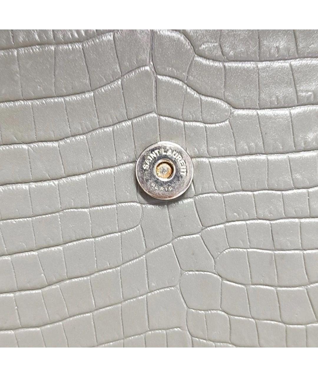 SAINT LAURENT Серая кожаная сумка через плечо, фото 6