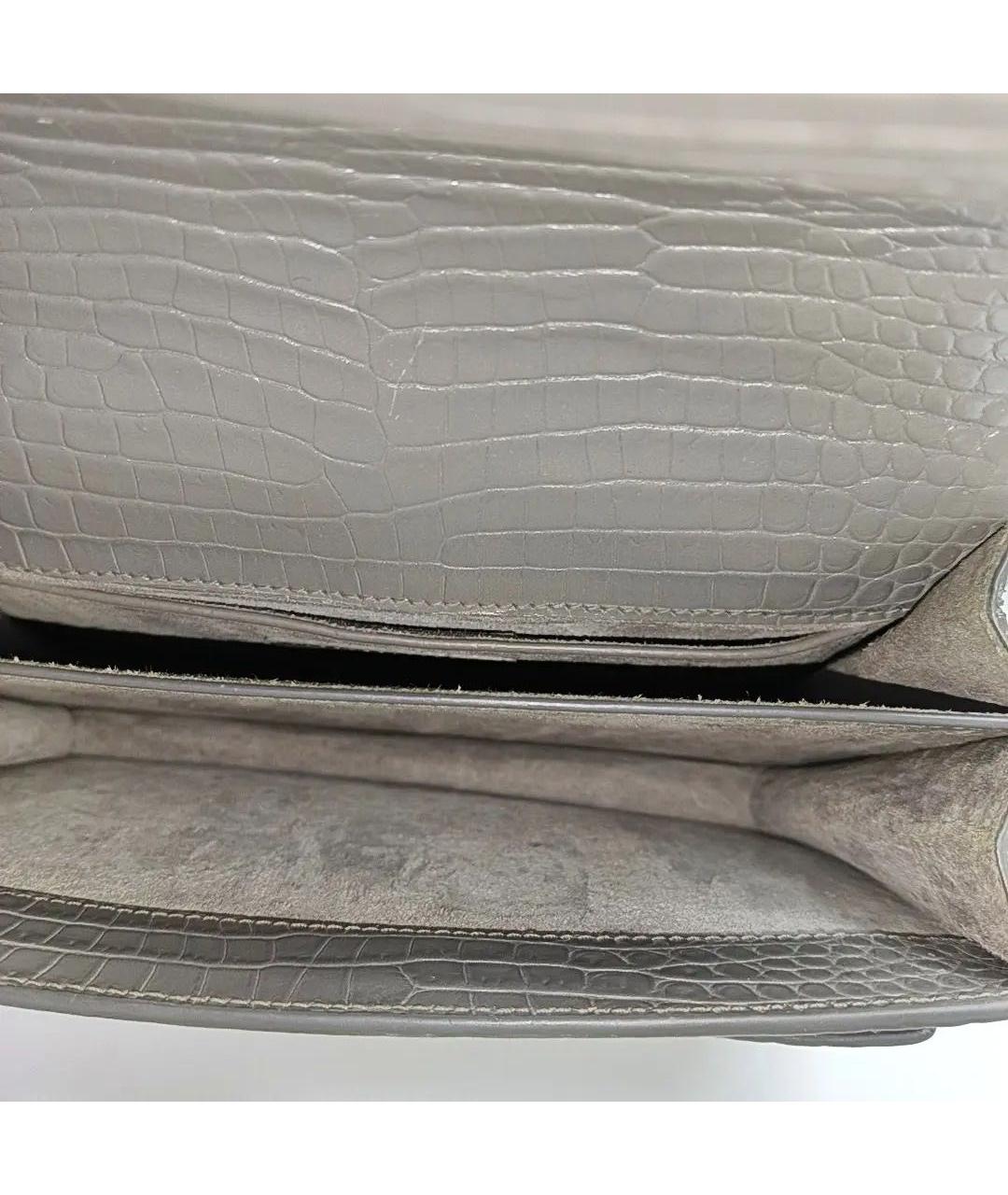 SAINT LAURENT Серая кожаная сумка через плечо, фото 4