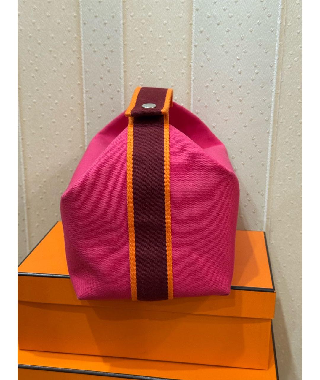 HERMES Фуксия тканевая косметичка, фото 3