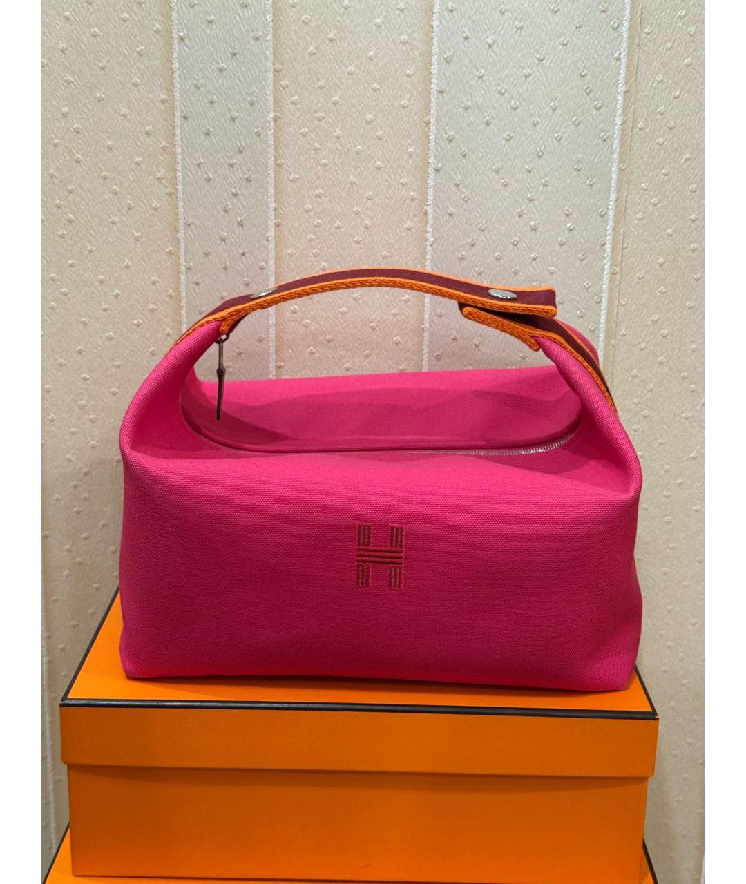 HERMES Фуксия тканевая косметичка, фото 9
