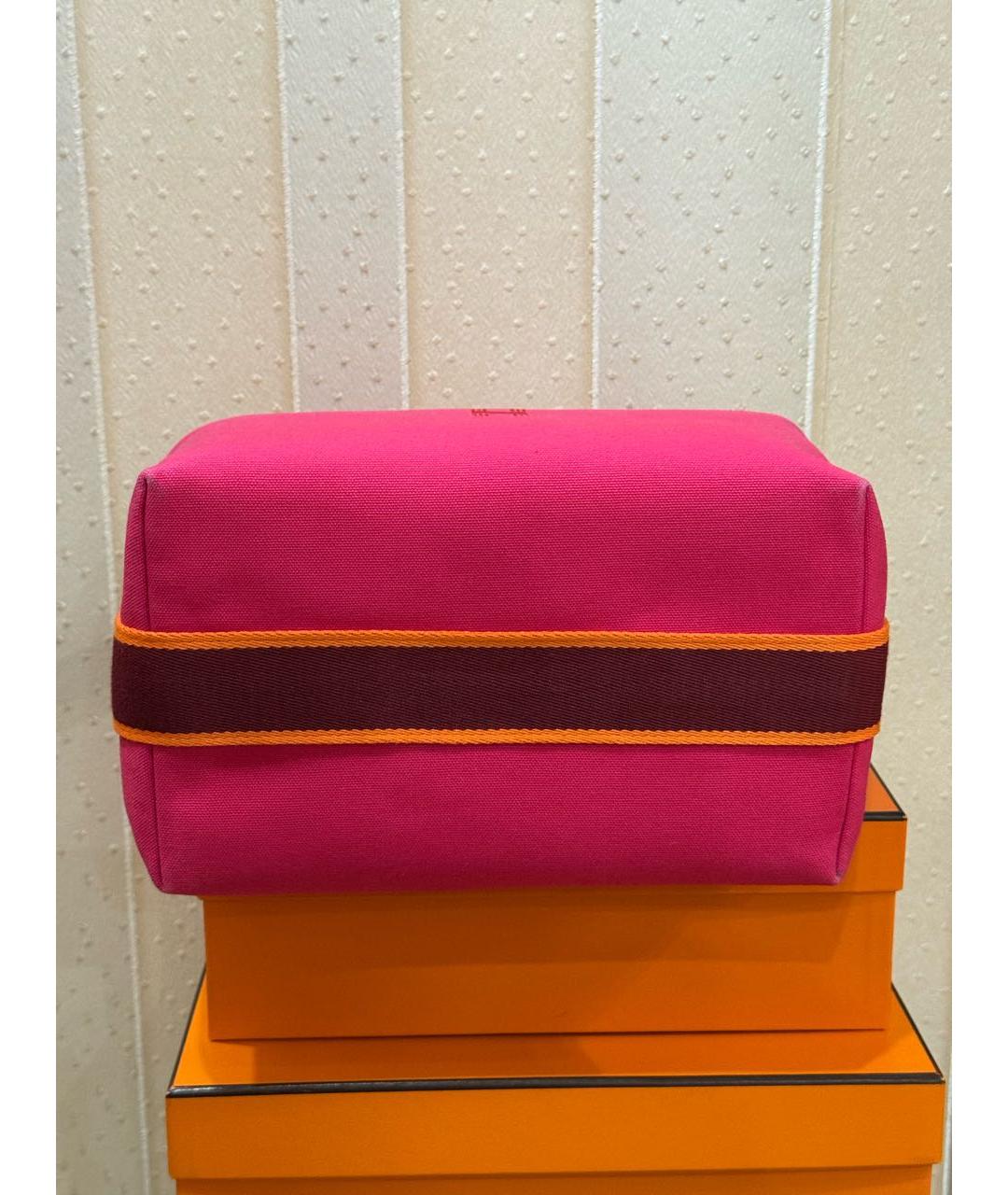 HERMES Фуксия тканевая косметичка, фото 4