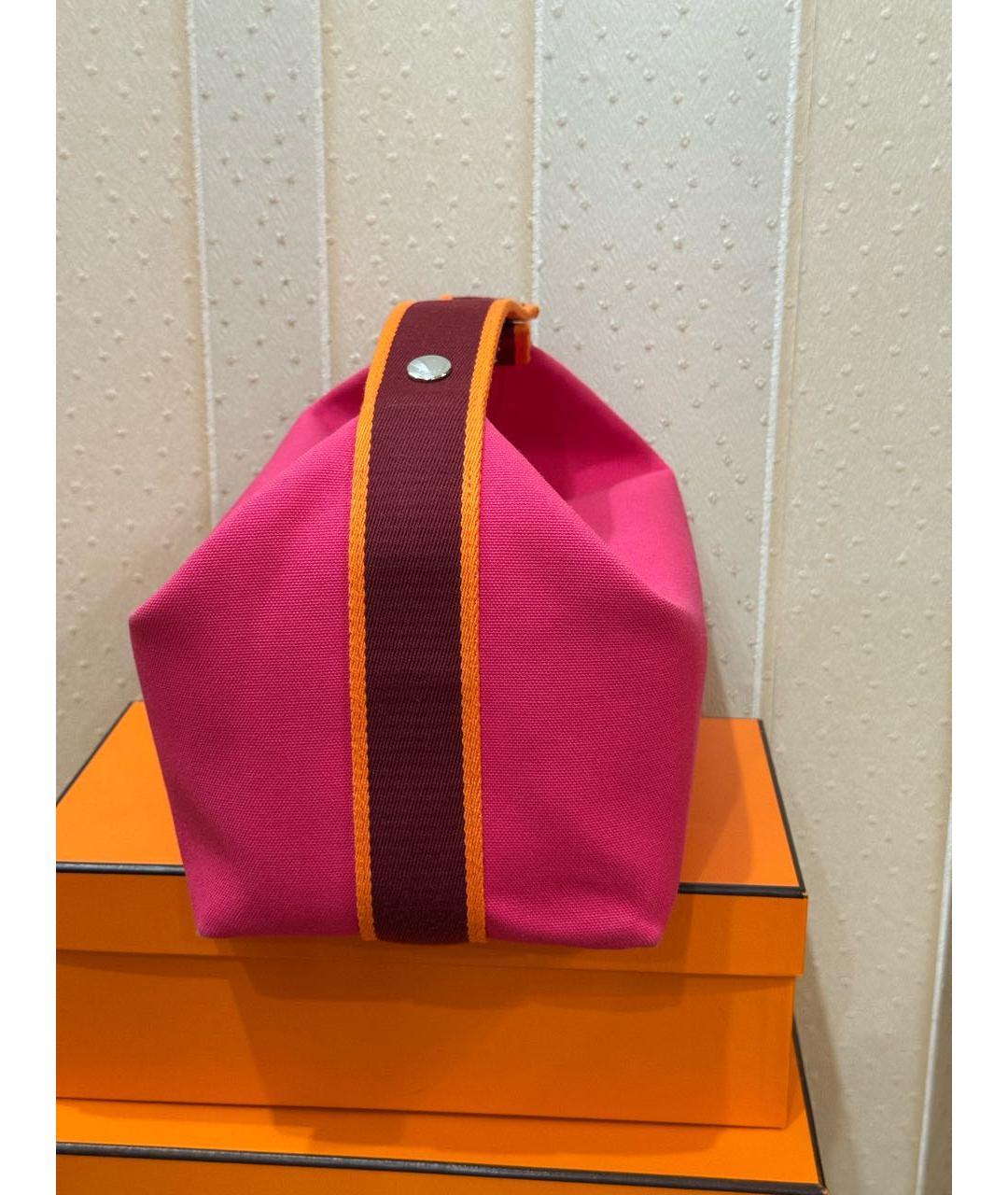 HERMES Фуксия тканевая косметичка, фото 2