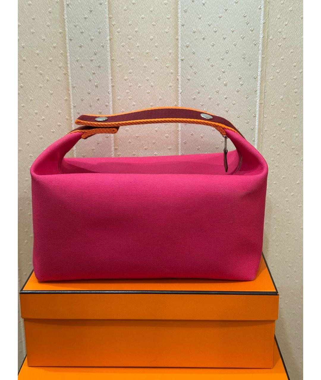 HERMES Фуксия тканевая косметичка, фото 5