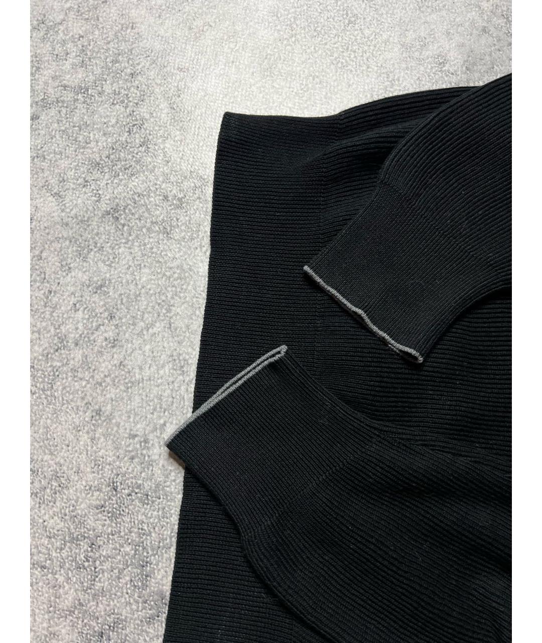 BRUNELLO CUCINELLI Черное хлопковое поло с длинным рукавом, фото 5