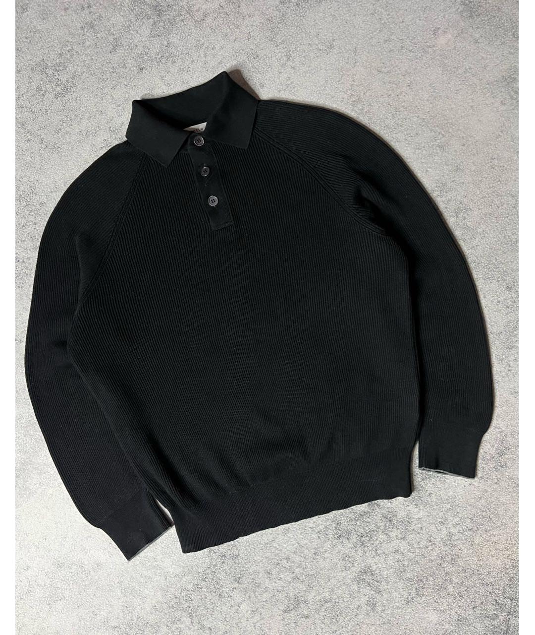 BRUNELLO CUCINELLI Черное хлопковое поло с длинным рукавом, фото 9