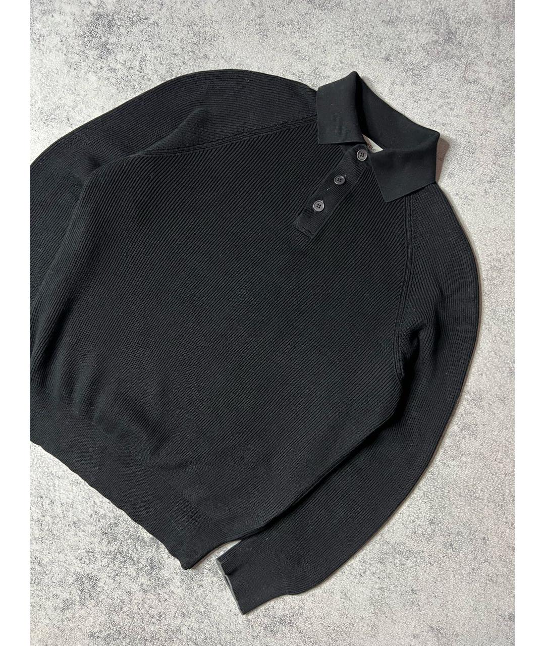 BRUNELLO CUCINELLI Черное хлопковое поло с длинным рукавом, фото 3