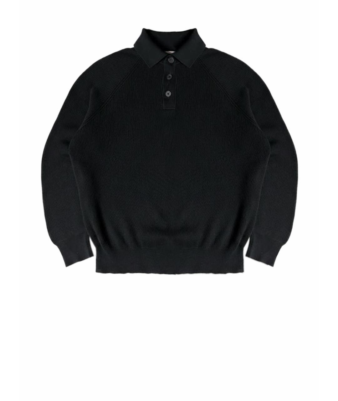 BRUNELLO CUCINELLI Черное хлопковое поло с длинным рукавом, фото 1
