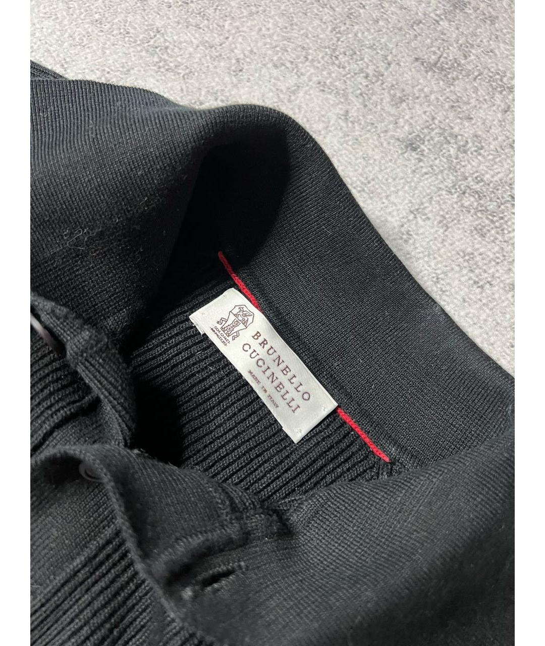 BRUNELLO CUCINELLI Черное хлопковое поло с длинным рукавом, фото 7