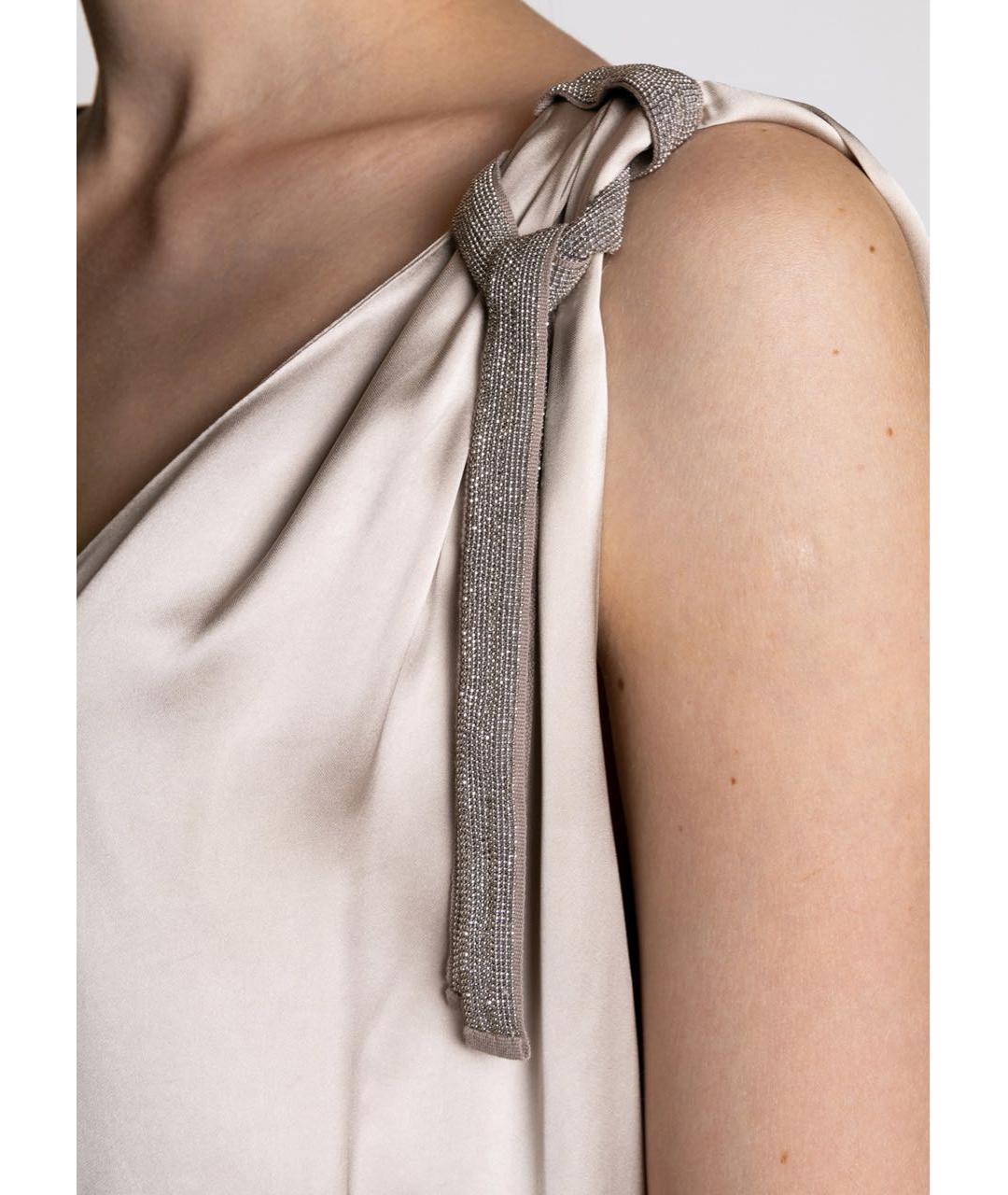 FABIANA FILIPPI Бежевое вискозное вечернее платье, фото 4
