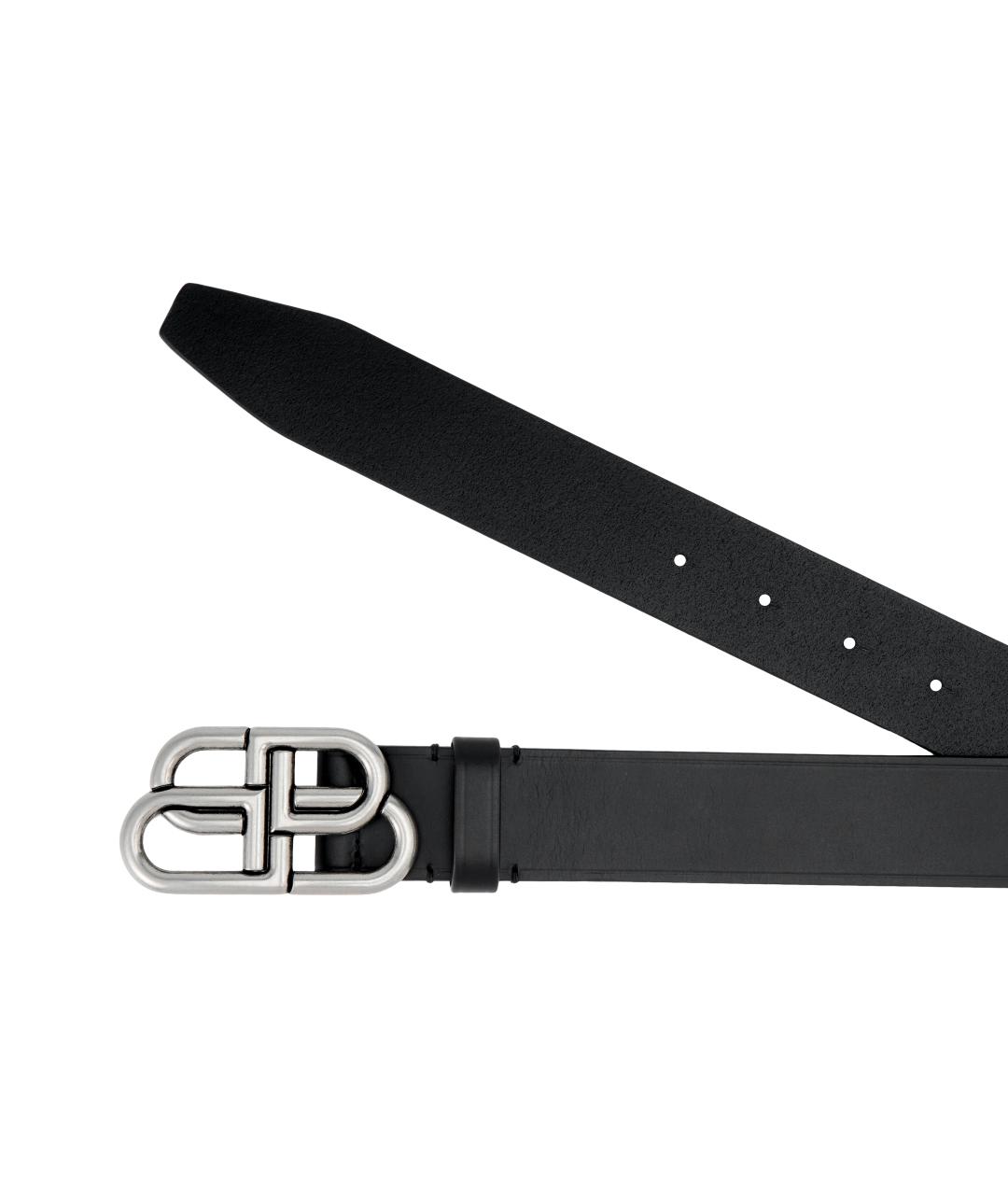 BALENCIAGA Черный кожаный ремень, фото 4