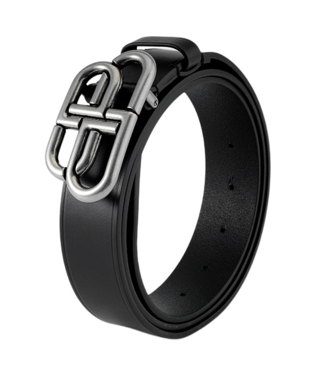 BALENCIAGA Черный кожаный ремень, фото 2