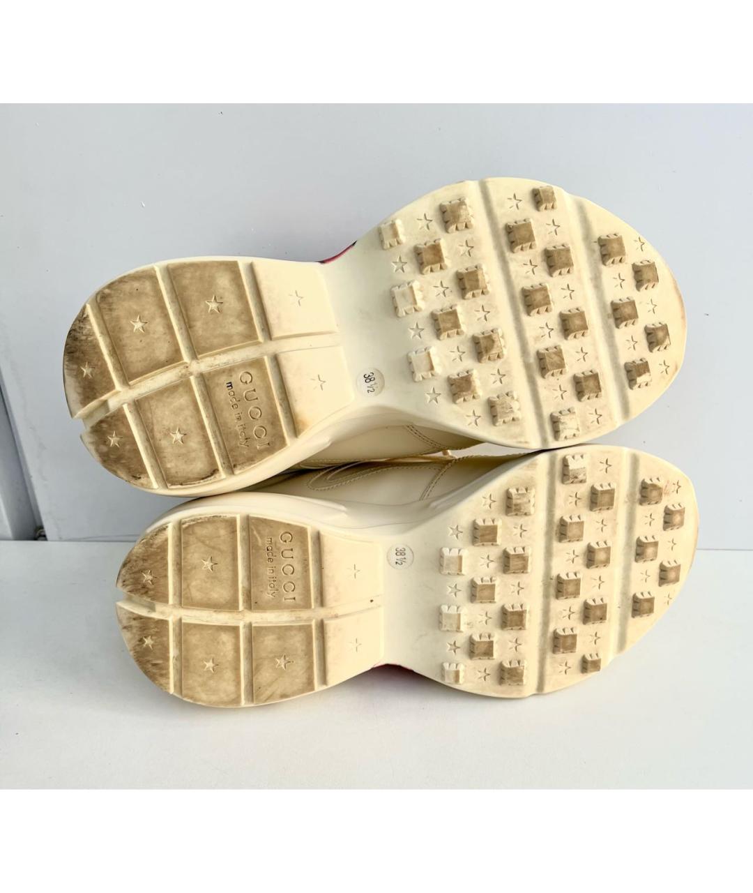 GUCCI Бежевые кожаные кроссовки, фото 6