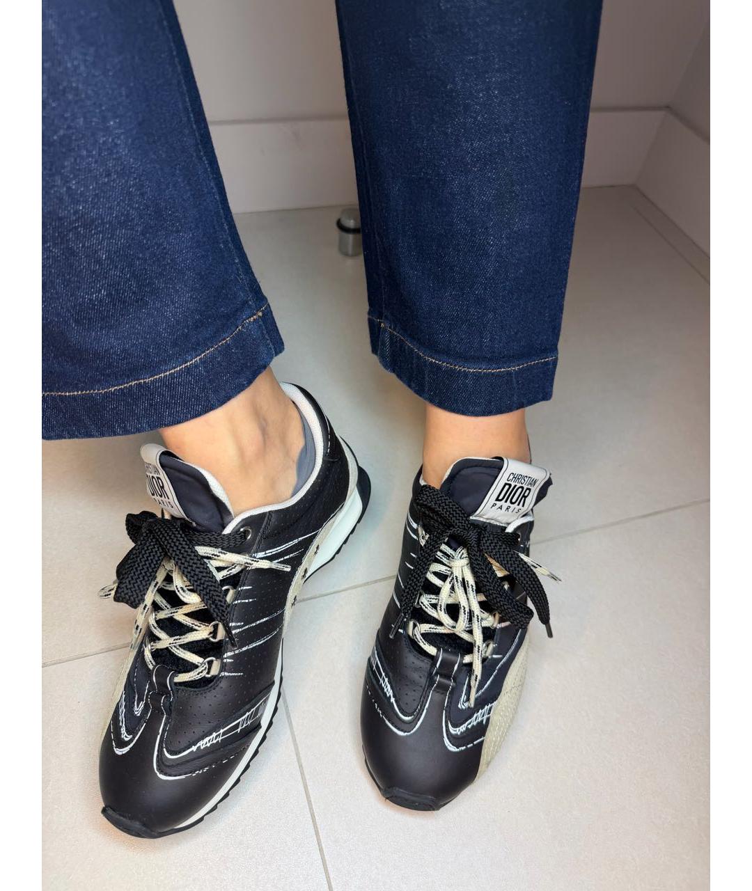 CHRISTIAN DIOR Черные кожаные кроссовки, фото 4