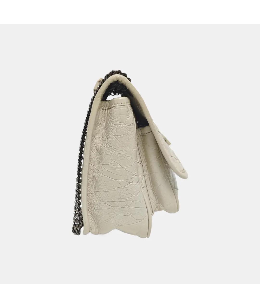 SAINT LAURENT Бежевая кожаная сумка через плечо, фото 3