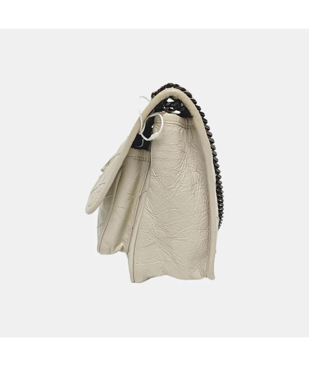 SAINT LAURENT Бежевая кожаная сумка через плечо, фото 2