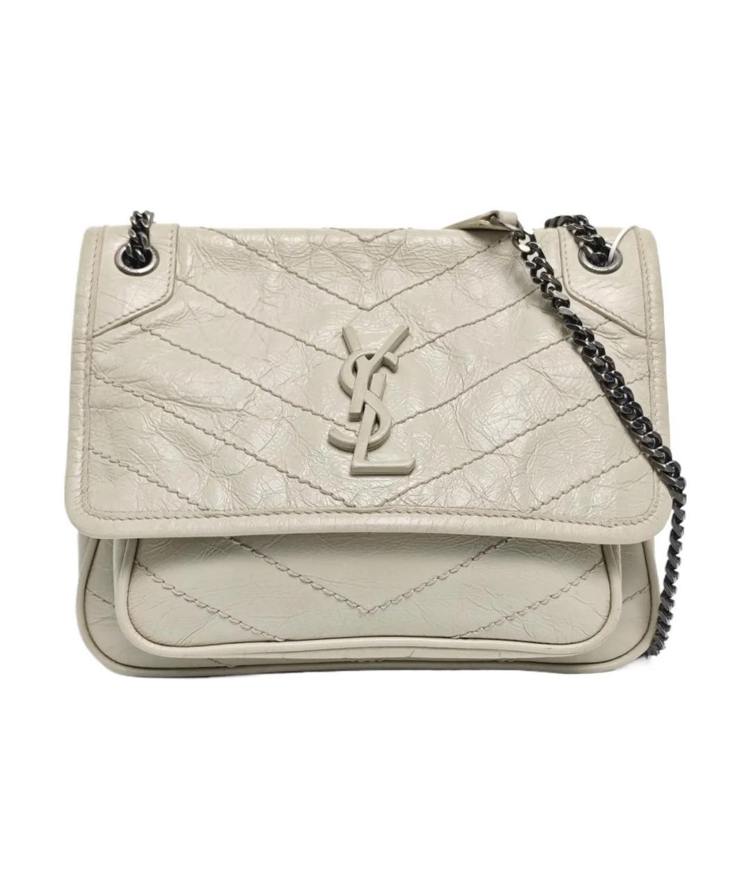 SAINT LAURENT Бежевая кожаная сумка через плечо, фото 1