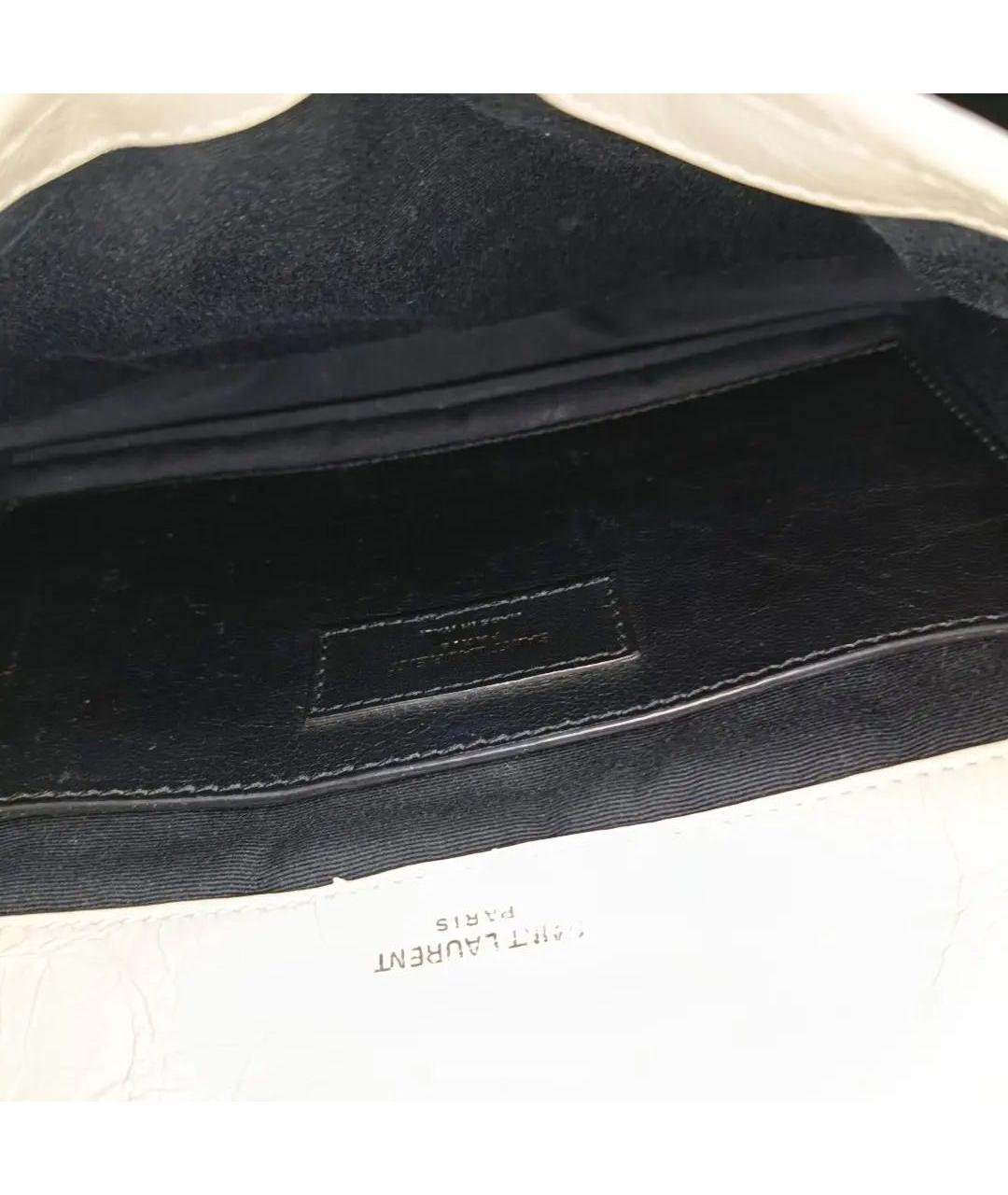 SAINT LAURENT Бежевая кожаная сумка через плечо, фото 4