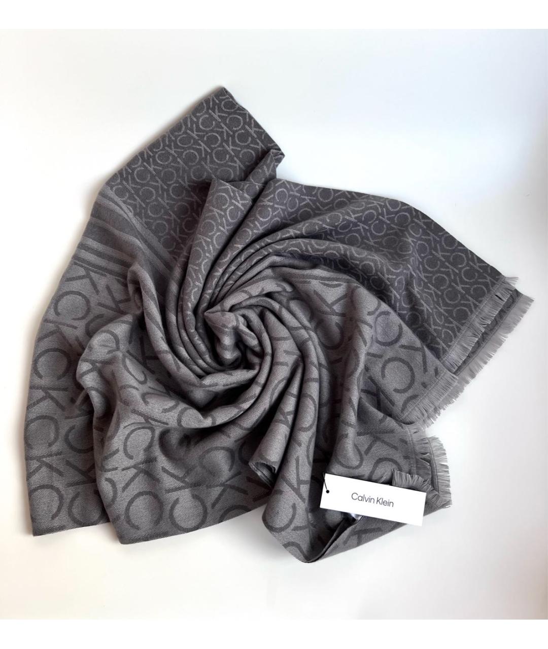 CALVIN KLEIN Серый шарф, фото 3