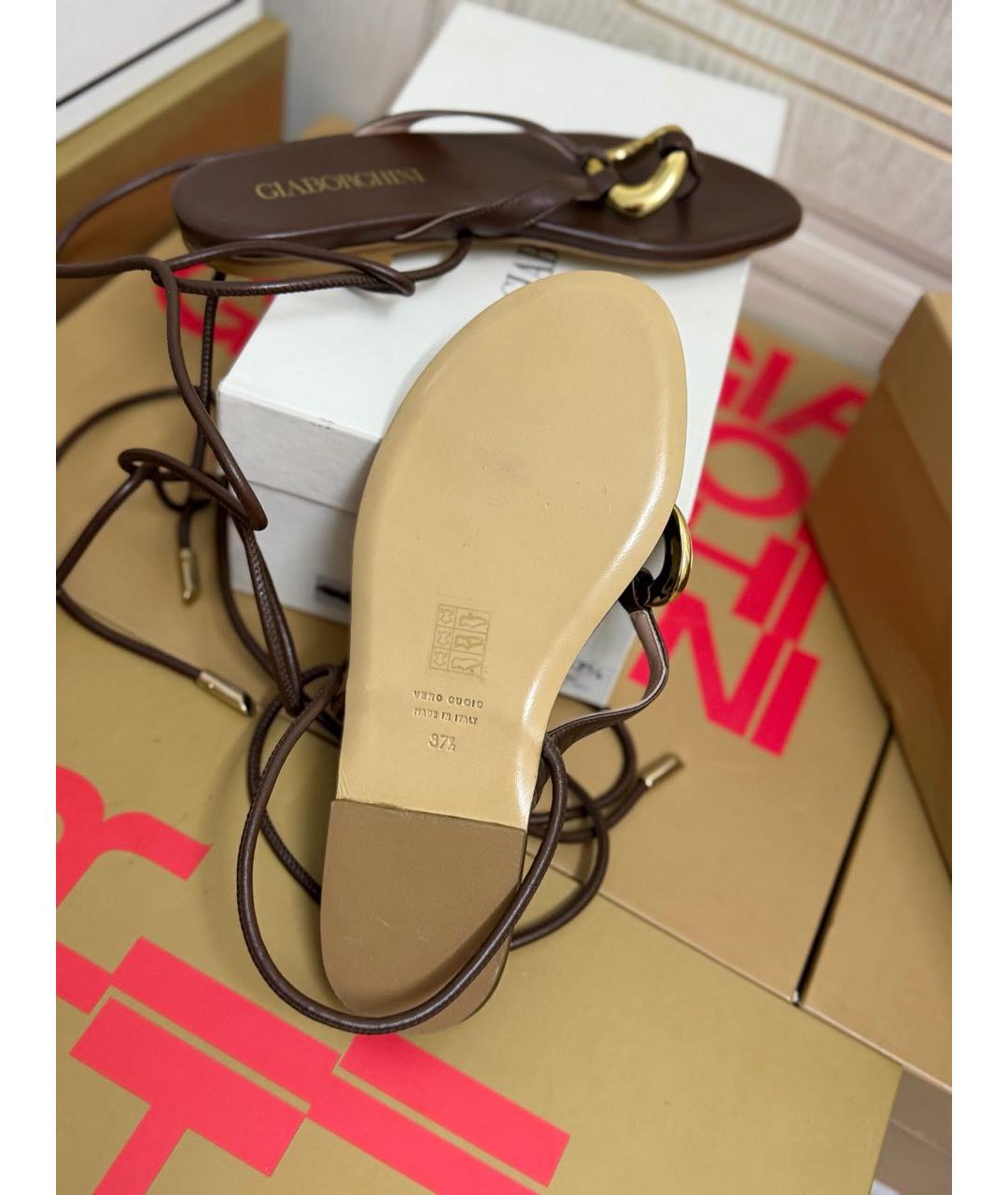 GIABORGHINI Коричневые кожаные босоножки, фото 8