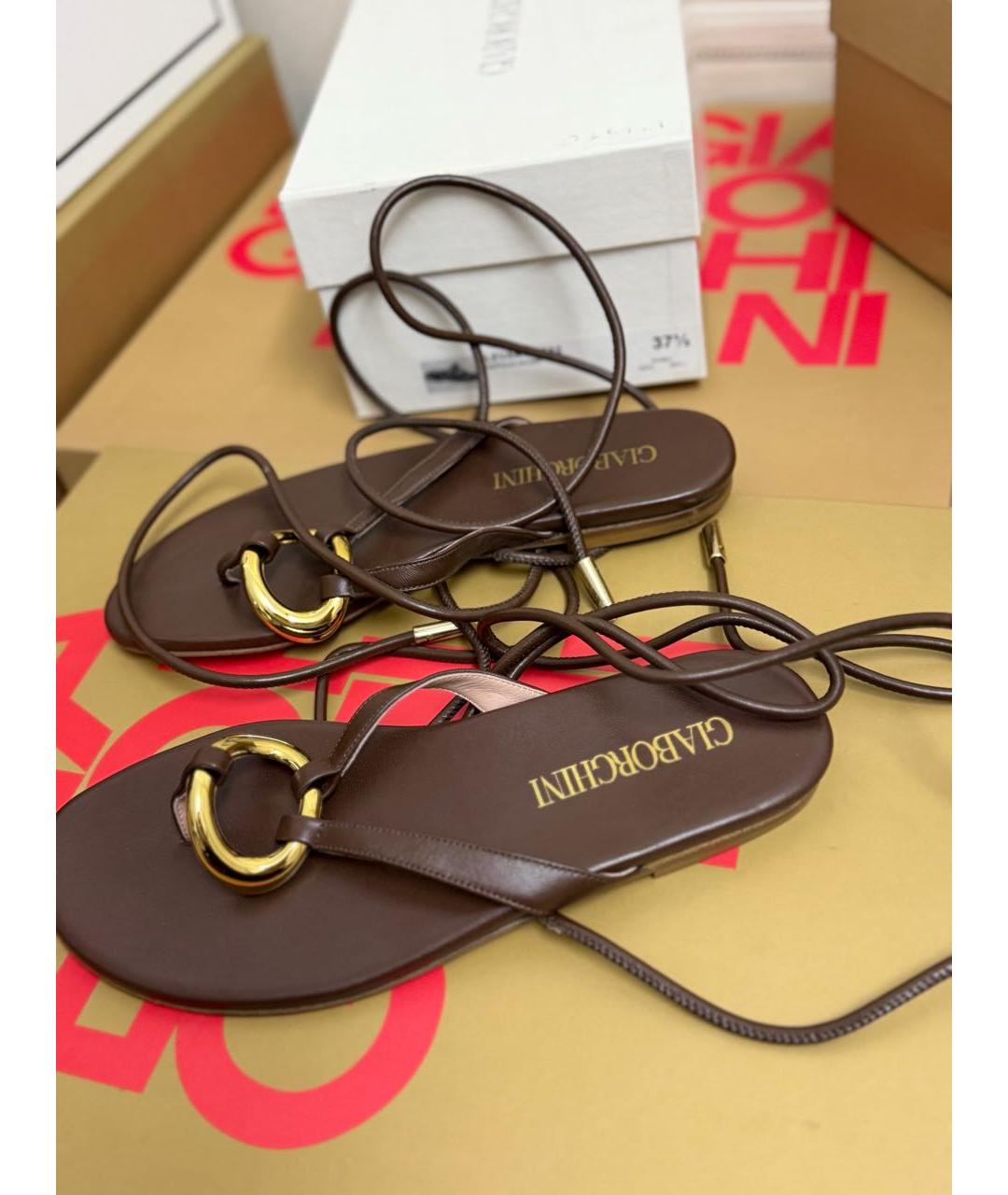 GIABORGHINI Коричневые кожаные босоножки, фото 5