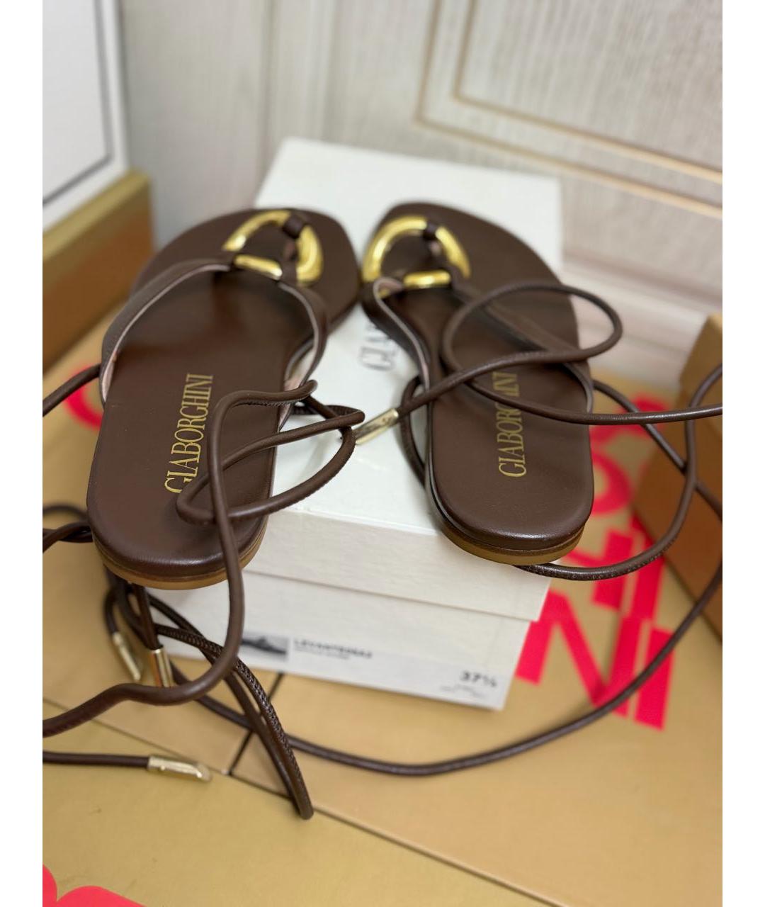 GIABORGHINI Коричневые кожаные босоножки, фото 4