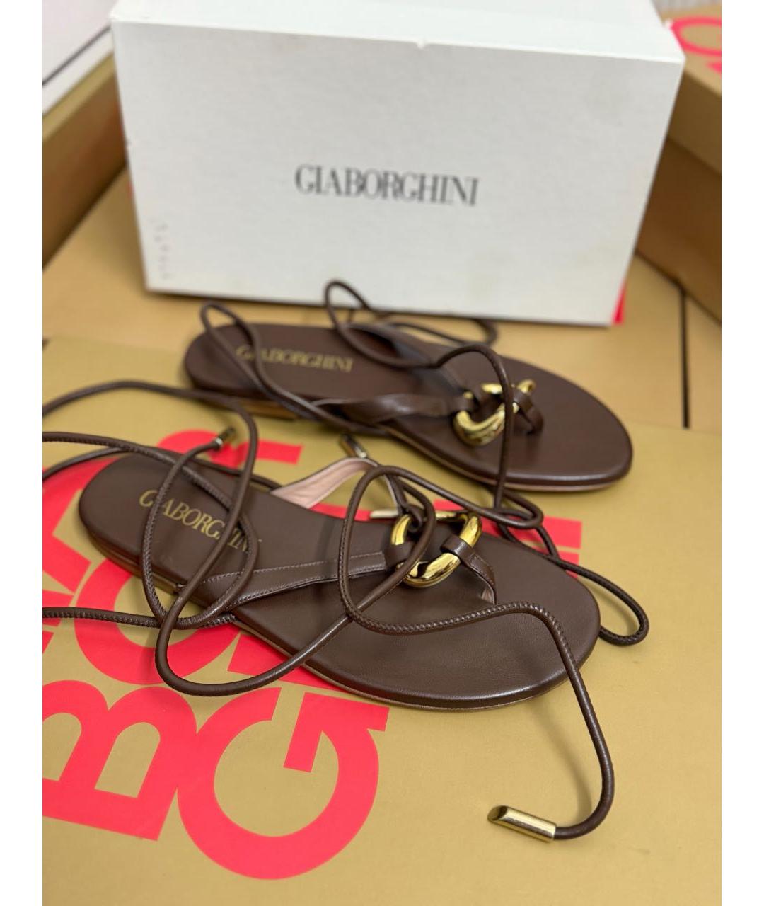 GIABORGHINI Коричневые кожаные босоножки, фото 9