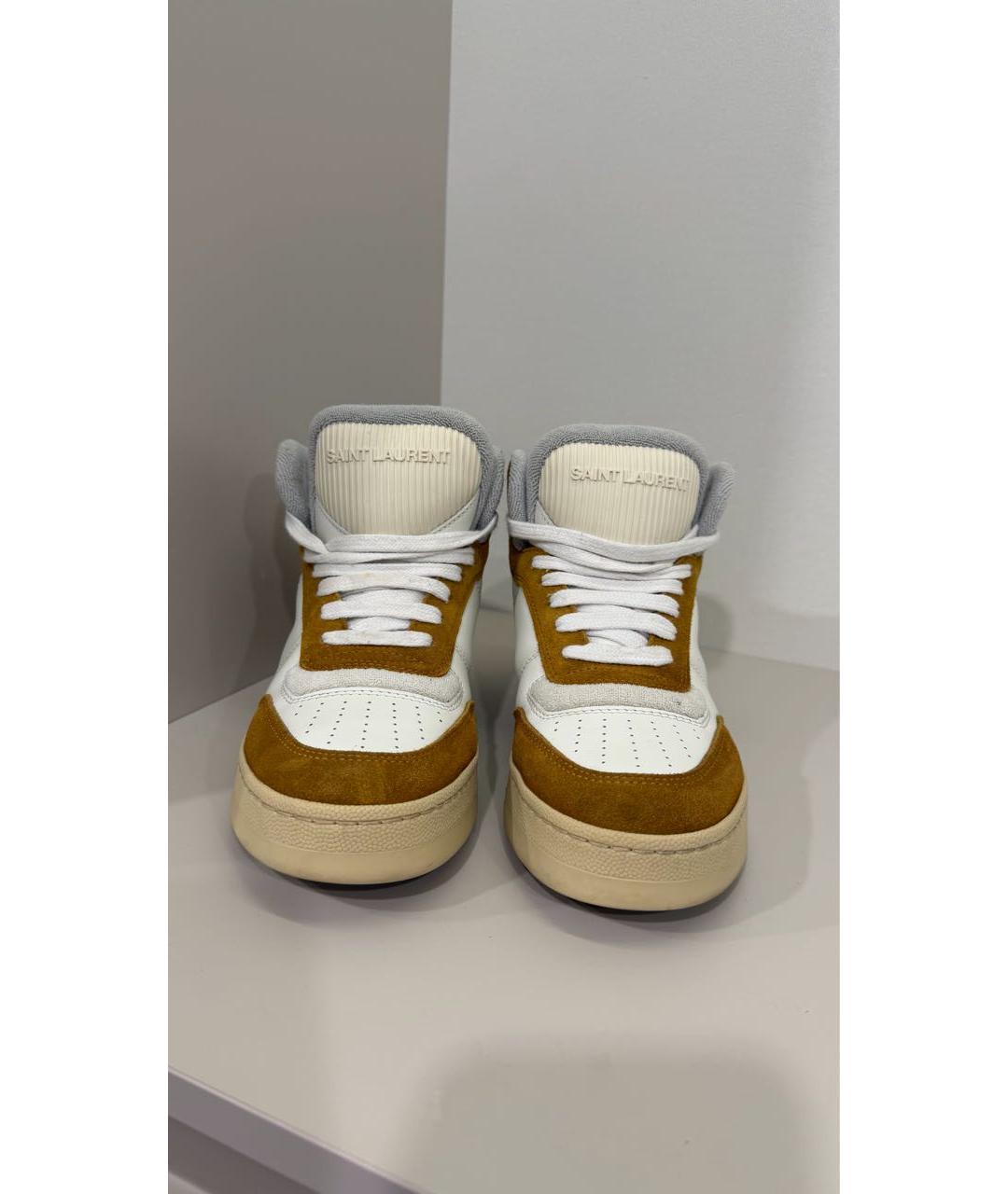 SAINT LAURENT Белые кожаные кроссовки, фото 2