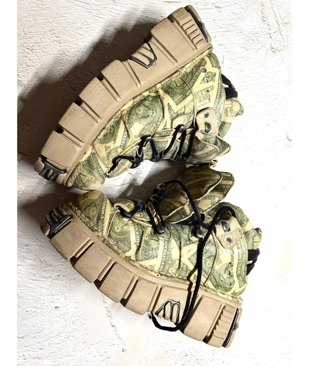 VETEMENTS Зеленые кожаные низкие кроссовки / кеды, фото 7