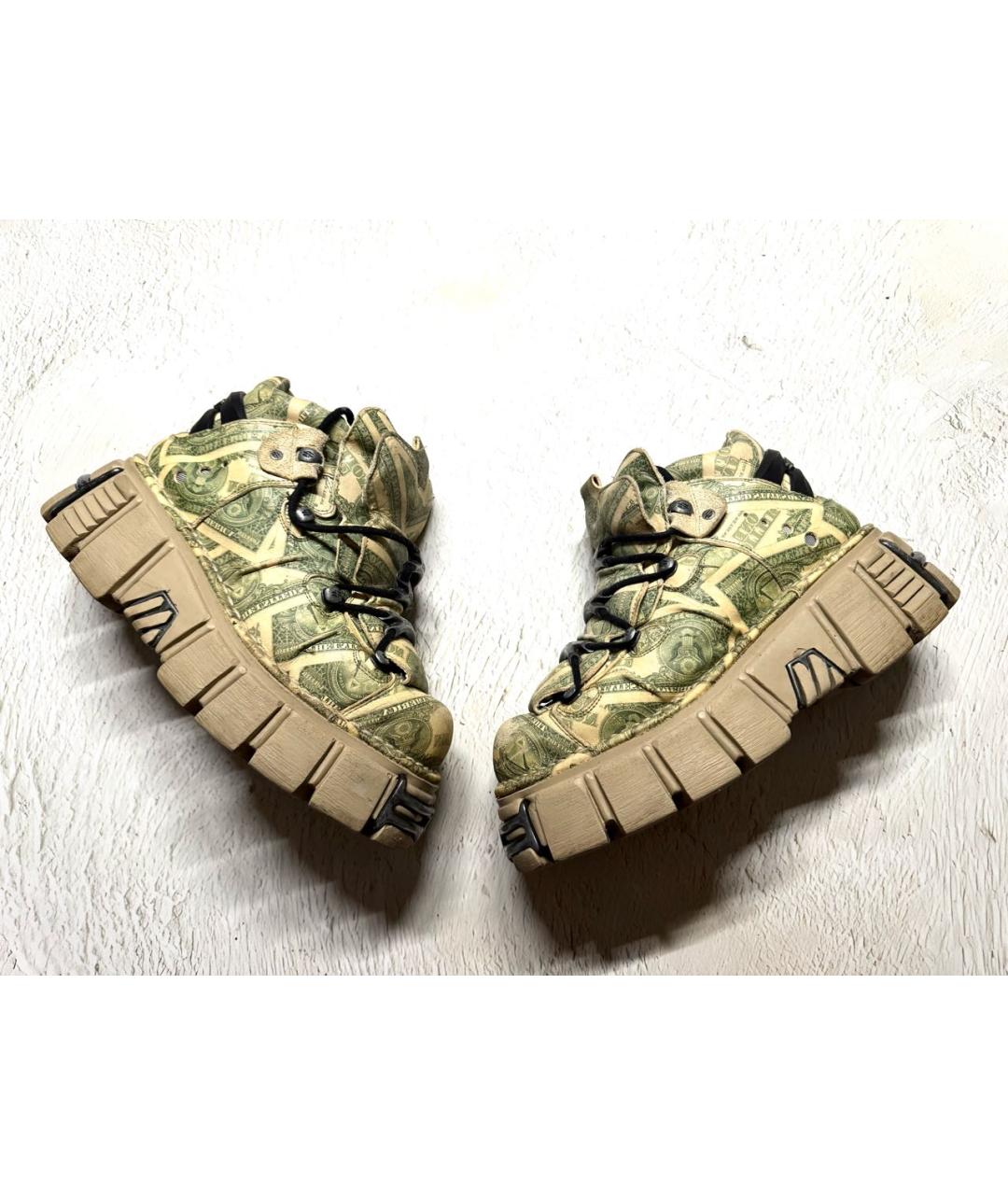 VETEMENTS Зеленые кожаные низкие кроссовки / кеды, фото 9