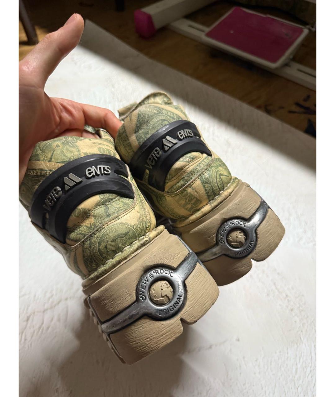 VETEMENTS Зеленые кожаные низкие кроссовки / кеды, фото 5