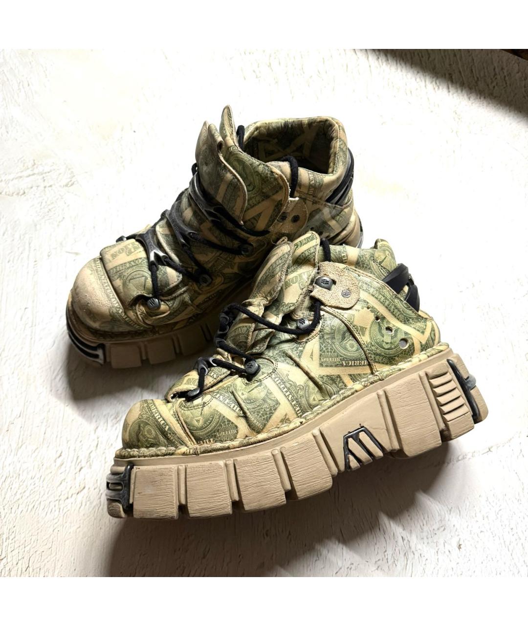 VETEMENTS Зеленые кожаные низкие кроссовки / кеды, фото 3