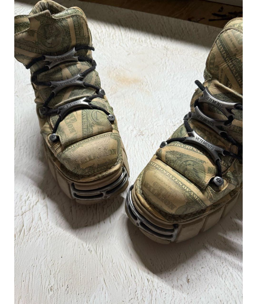 VETEMENTS Зеленые кожаные низкие кроссовки / кеды, фото 2