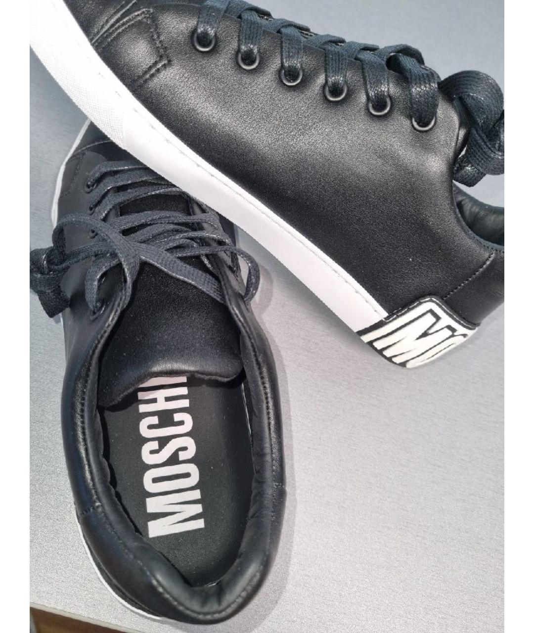 MOSCHINO Черные кожаные низкие кроссовки / кеды, фото 4