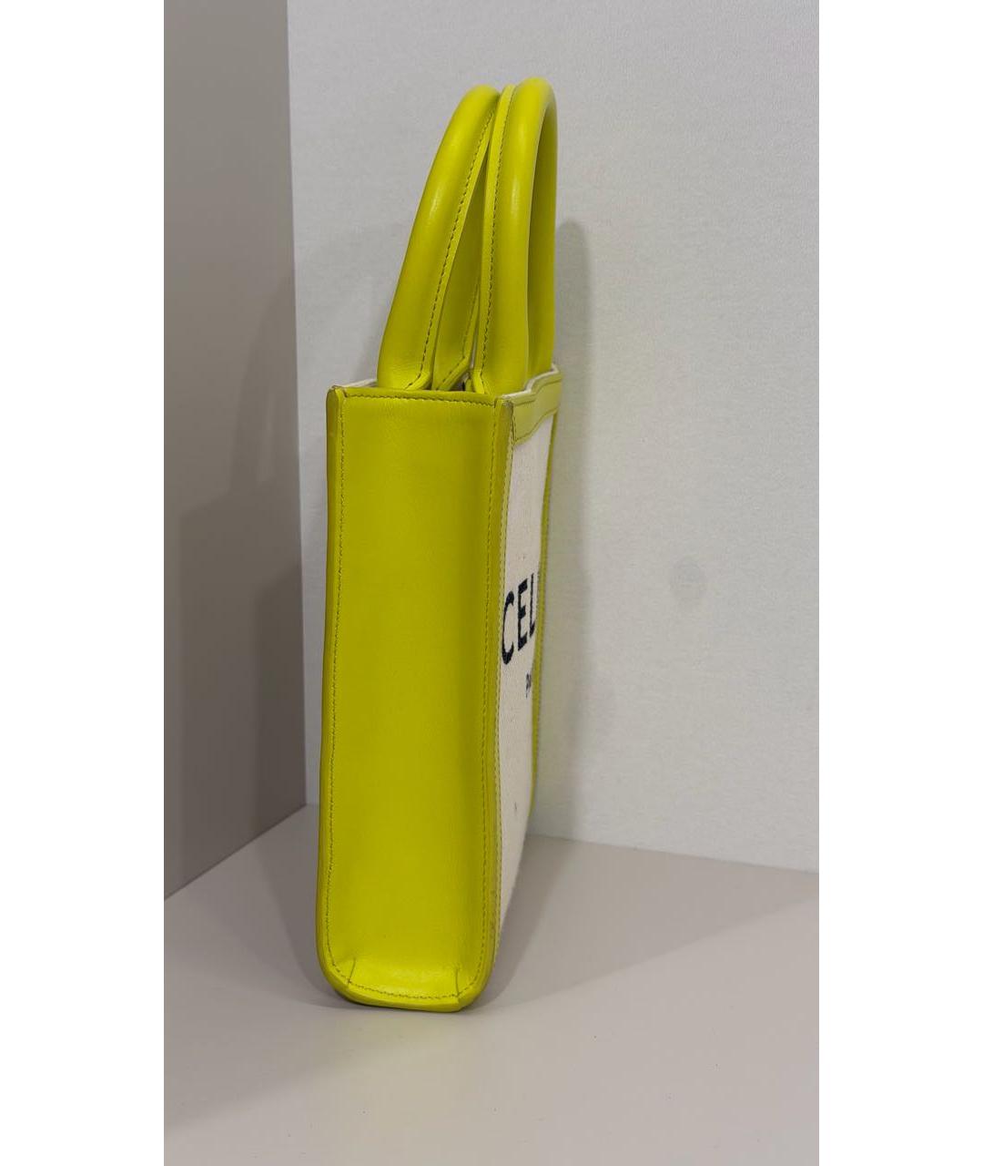 CELINE Желтая хлопковая сумка с короткими ручками, фото 2