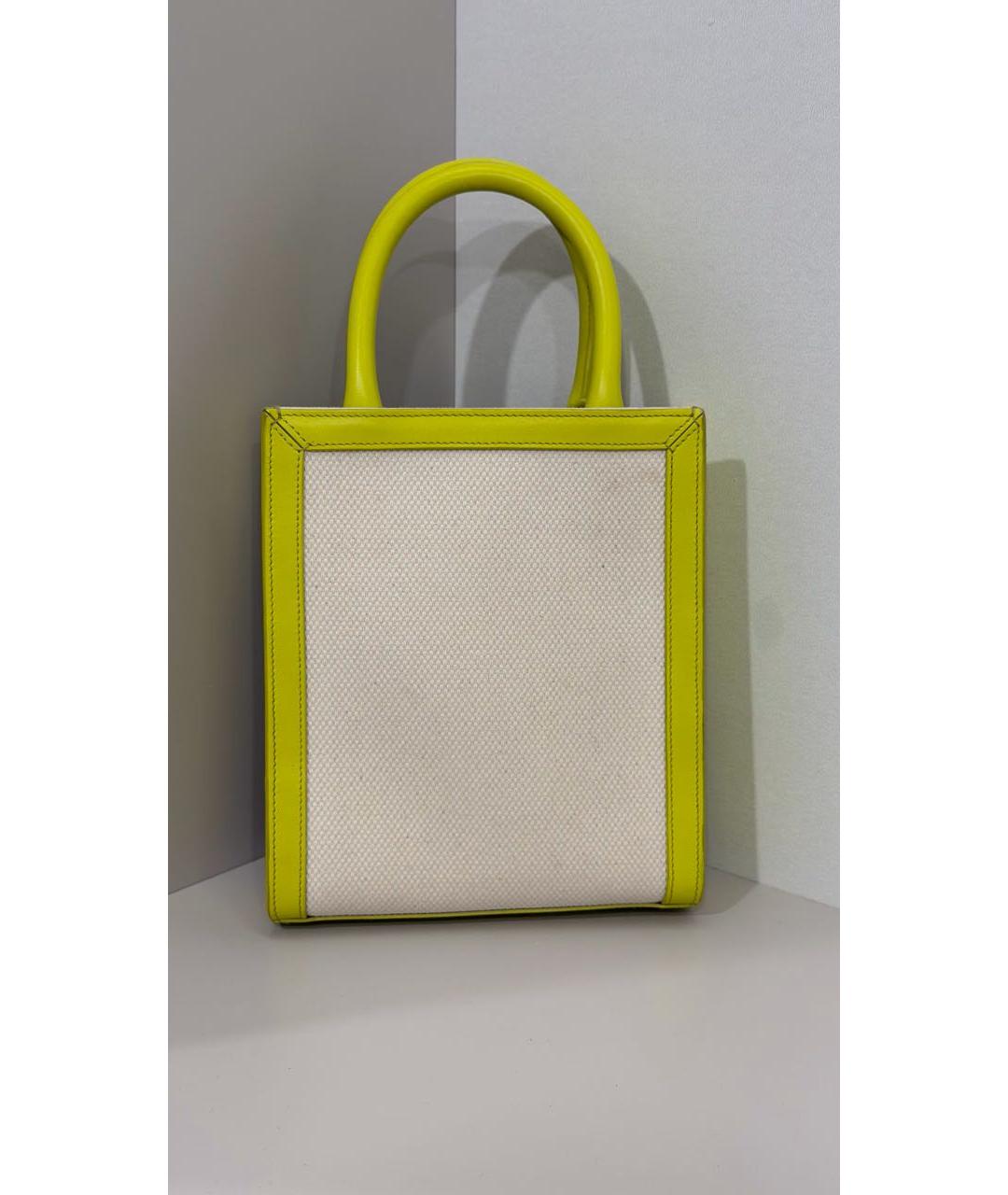CELINE Желтая хлопковая сумка с короткими ручками, фото 3