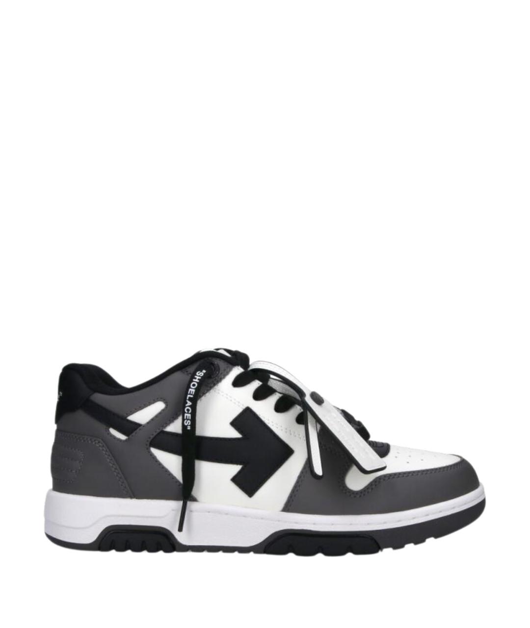 OFF-WHITE Серые кожаные низкие кроссовки / кеды, фото 1