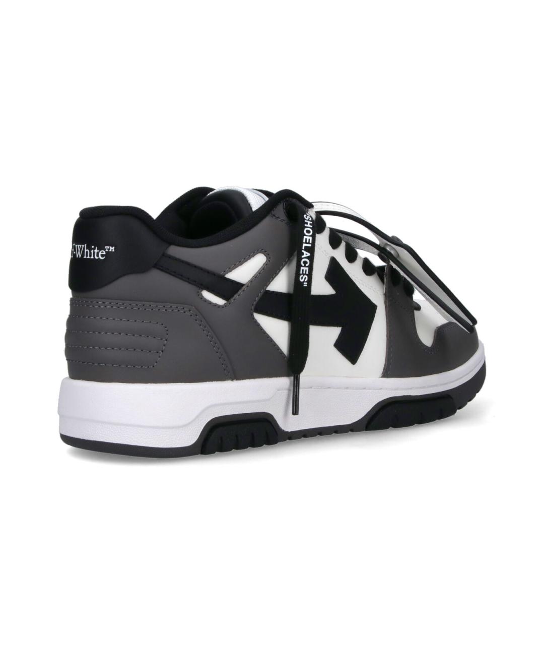 OFF-WHITE Серые кожаные низкие кроссовки / кеды, фото 4