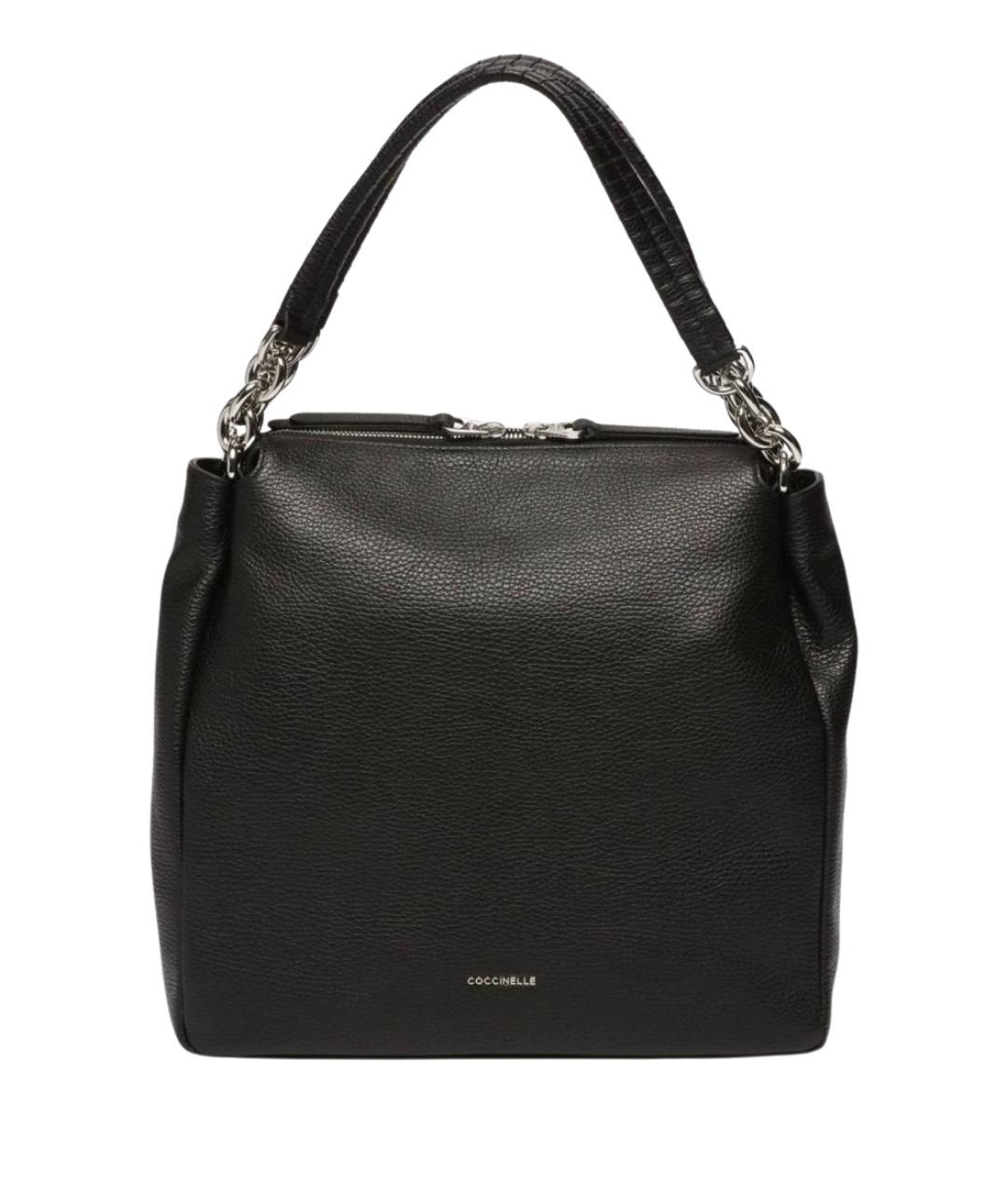 COCCINELLE Черная кожаная сумка с короткими ручками, фото 1
