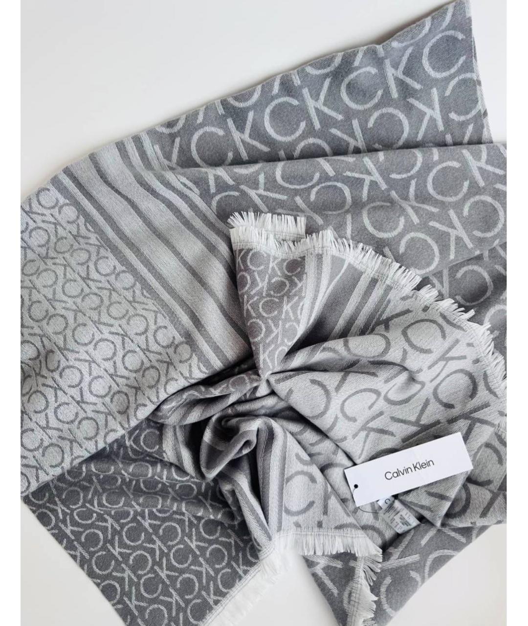 CALVIN KLEIN Серый шарф, фото 3