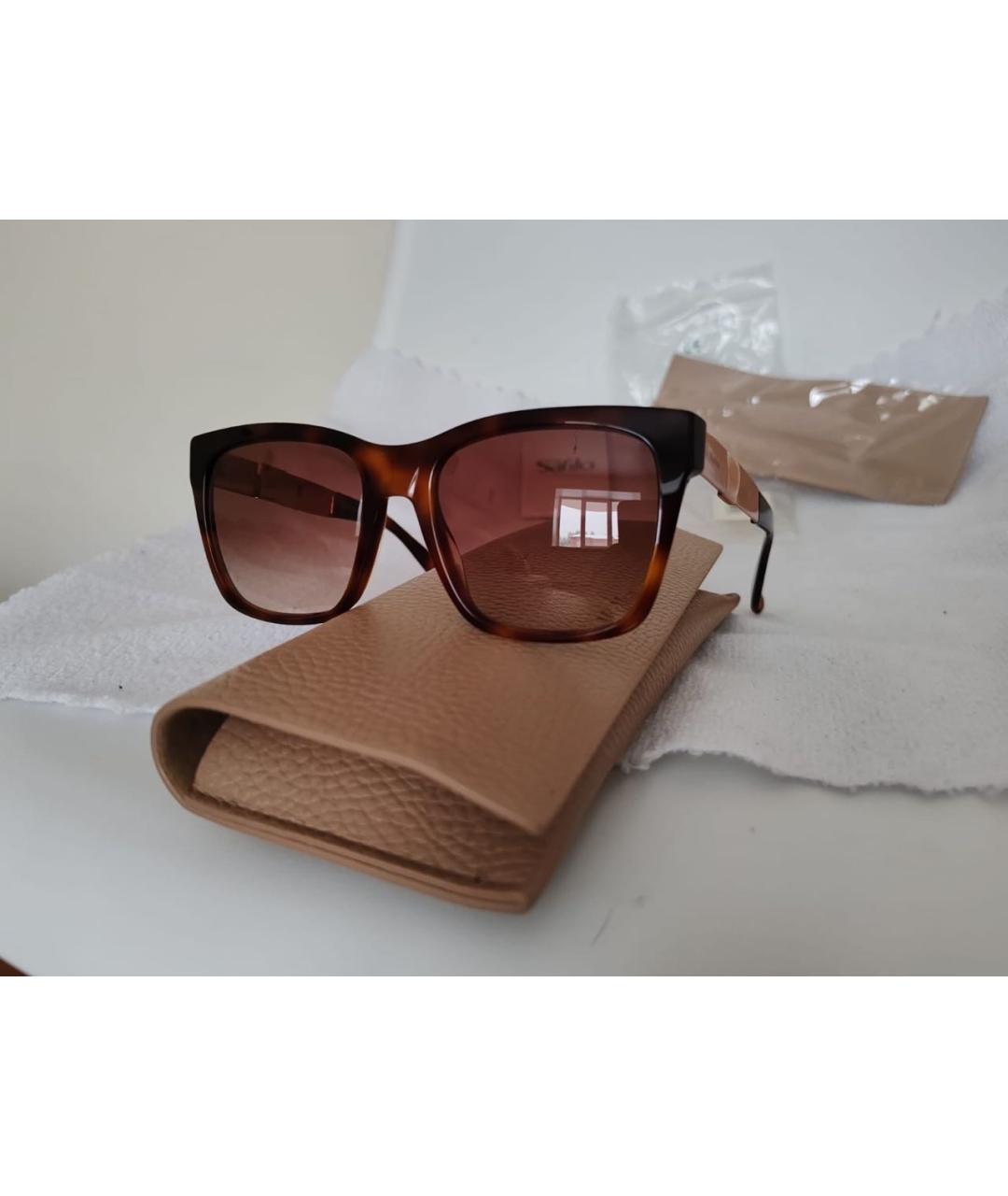 MAX MARA Коричневые пластиковые солнцезащитные очки, фото 2