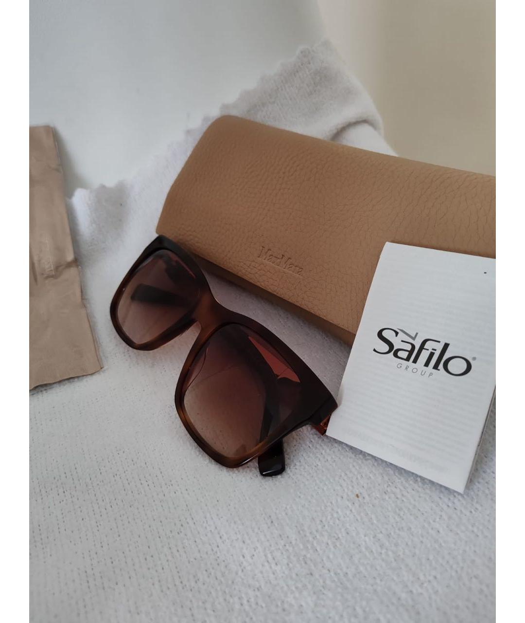 MAX MARA Коричневые пластиковые солнцезащитные очки, фото 3