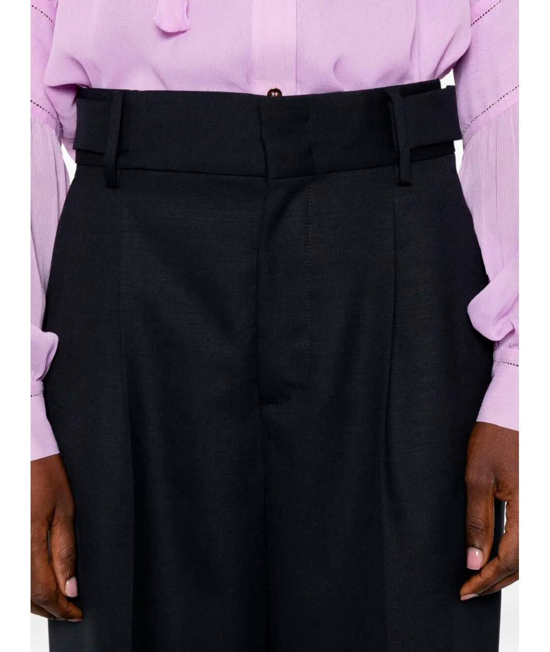 ALBERTA FERRETTI Темно-синие полиэстеровые брюки широкие, фото 5