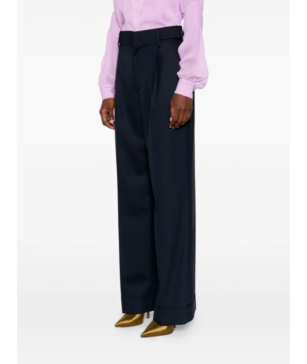 ALBERTA FERRETTI Темно-синие полиэстеровые брюки широкие, фото 4