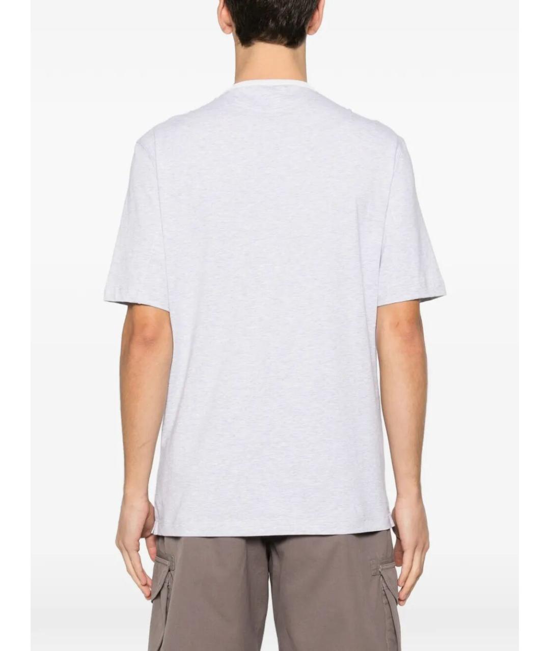 BRUNELLO CUCINELLI Серая хлопковая футболка, фото 4