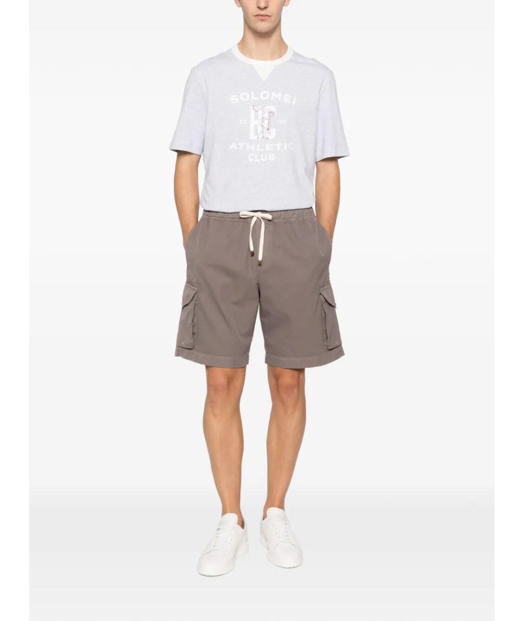 BRUNELLO CUCINELLI Серая хлопковая футболка, фото 2