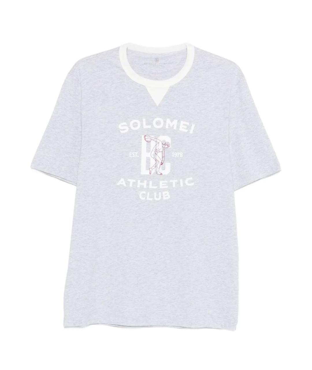 BRUNELLO CUCINELLI Серая хлопковая футболка, фото 1