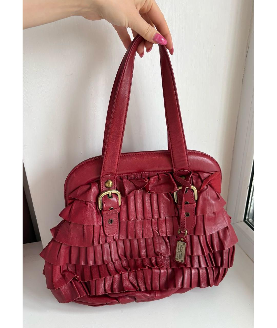 MOSCHINO Красная кожаная сумка тоут, фото 6