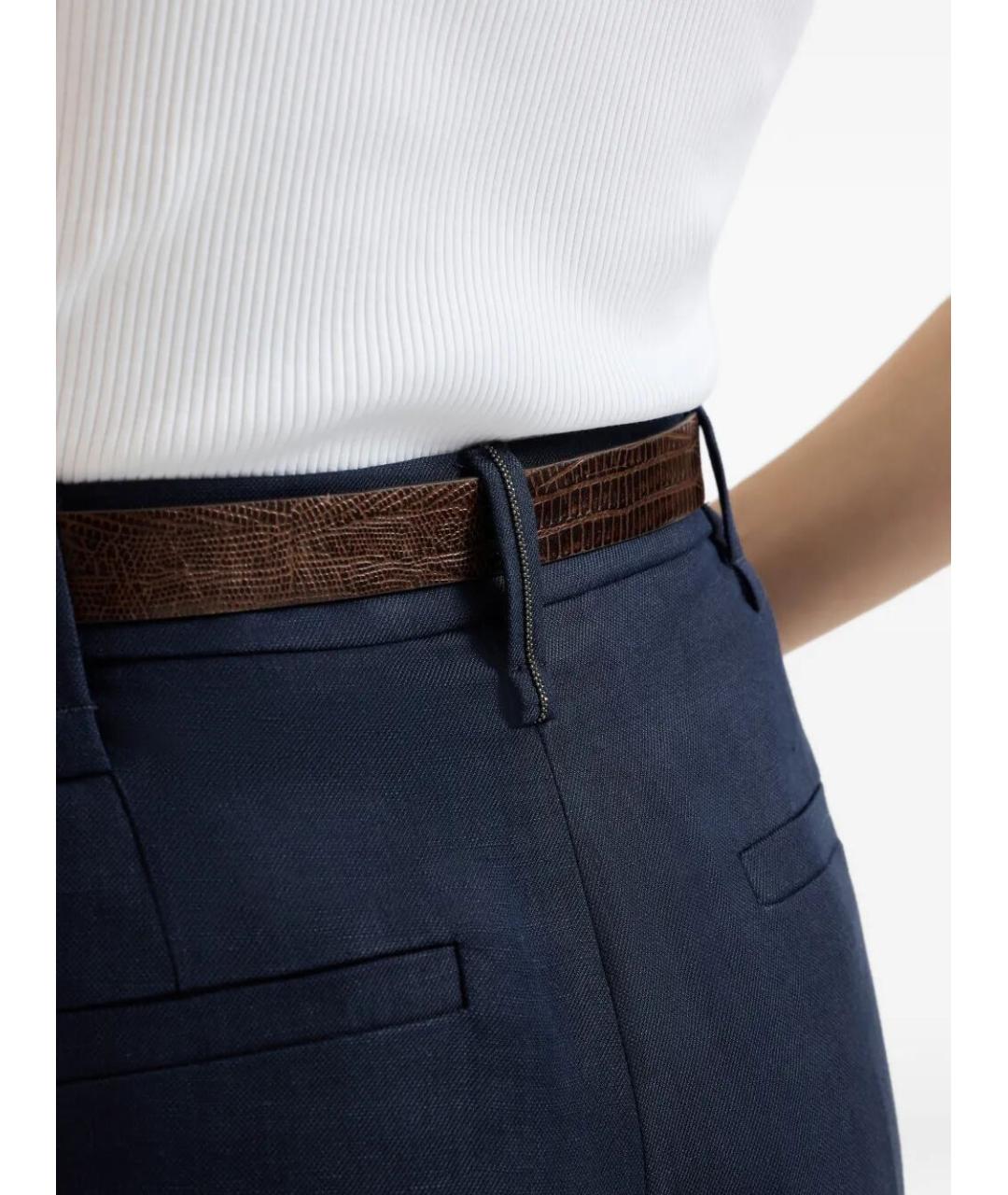 BRUNELLO CUCINELLI Синие вискозные прямые брюки, фото 6